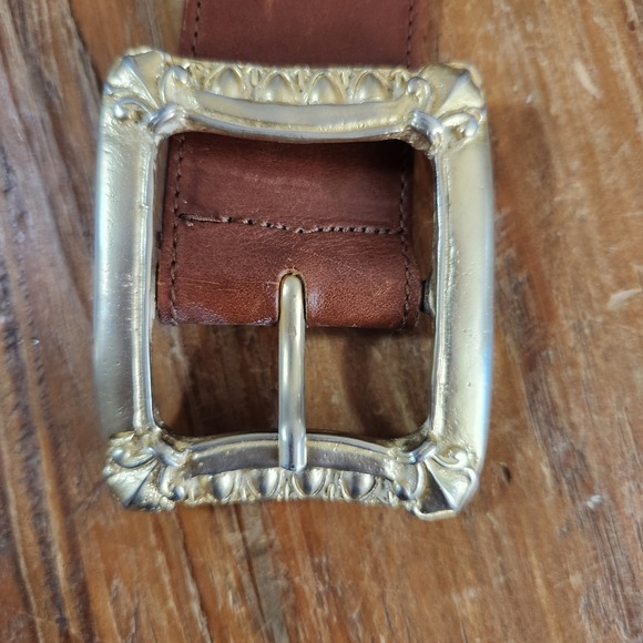Vtg Express Gold Buckle and Tip‎ Leather Belt Western Coastal Cowgirl Festival M main image 9